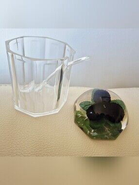 Clear Acrylic Vintage Jar with Spoon &  matching Accent Dome.